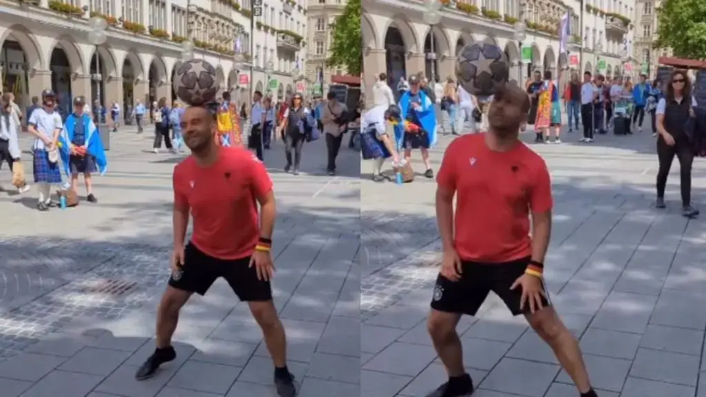 Në pritje të Itali-Shqipëri, Gjermania mahnitet nga një tjetër shqiptar, dhuron spektakël në rrugët e Gjermanisë (Video)