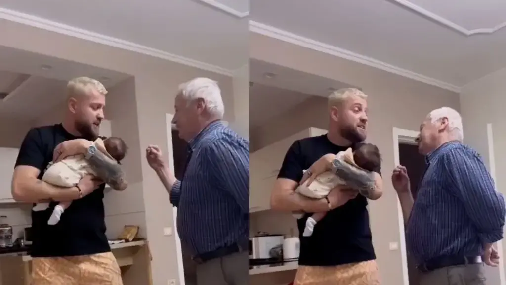 Gjyshi i Kiares dhe Luizi duke i kënduar bebi Lunës, videoja më e ëmbël që keni parë