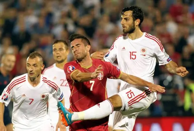 14.10.2014 Belgrade(Serbia) Serbia-Albania European Qualifiers men s  football Taulant Xhaka Albania