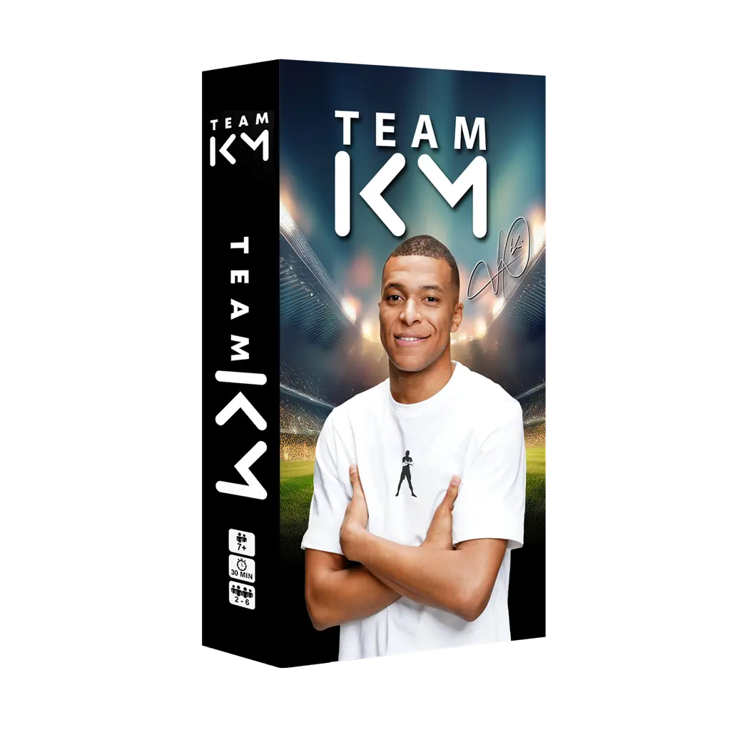 Caja de Team KM, el juego de mesa de Mbappé.