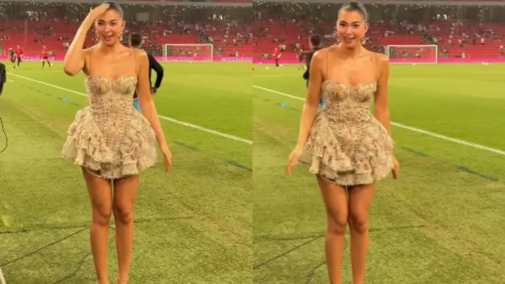 Françeska Rrustem nuk ndalet as në shi, transmeton direkt nga stadiumi