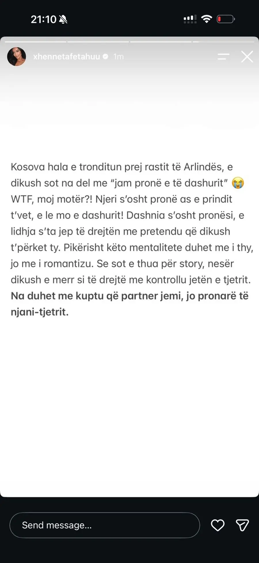 xheneta-fetahu-reagon-ndaj-mesazhit-te-brikenes-dashuria-nuk-eshte-pronesi