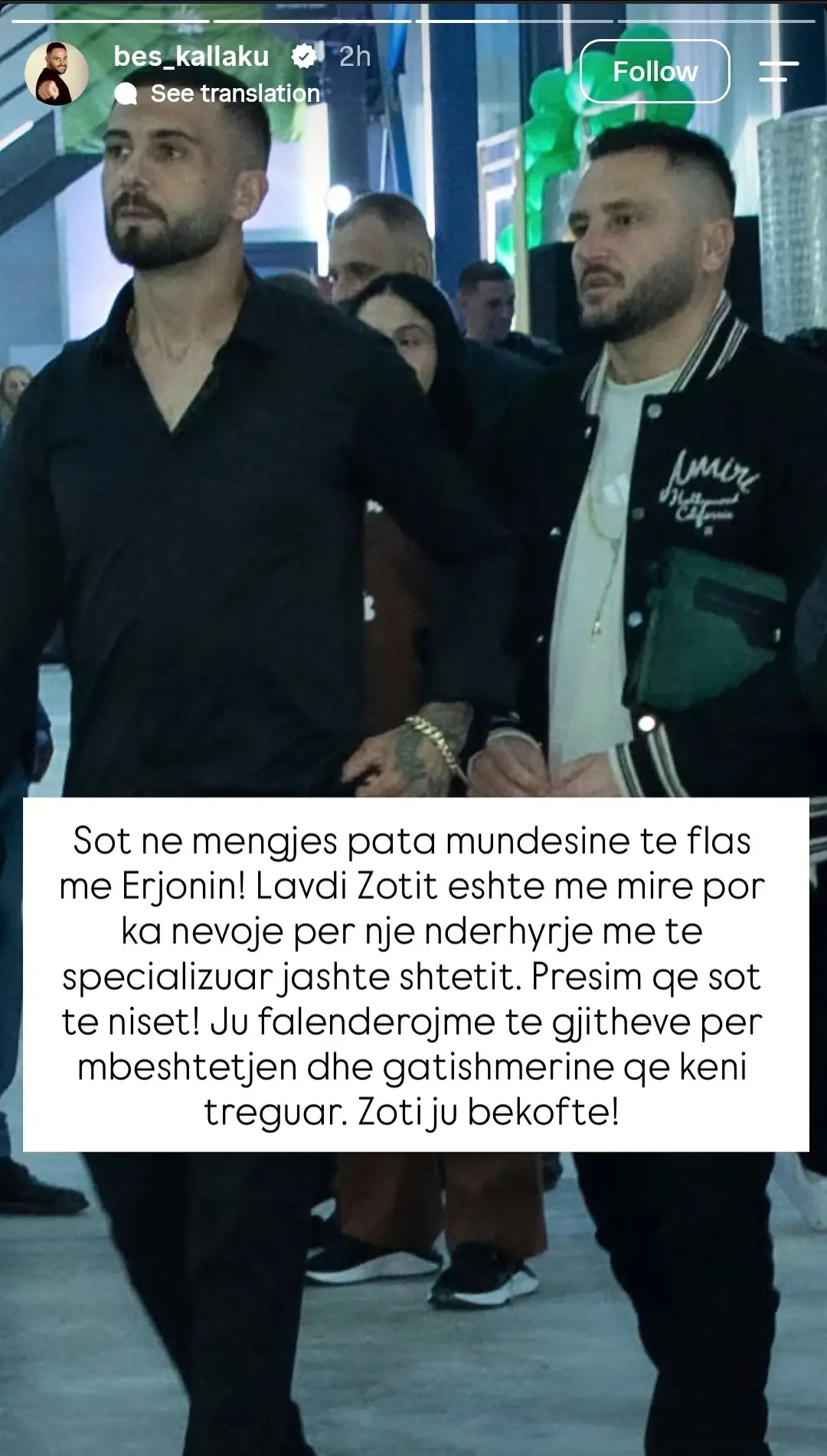 Besi ndan lajmin e rëndësishëm për Erjonin pas plagosjes së tij